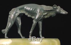 Bruno Zach Barzoï Bronze Sculpture Art Deco Ashtray Austria Russian Wolfhound