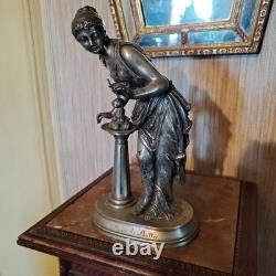 Bubble Blower Statuette Signed Buzel in Silvered Bronze Art Nouveau