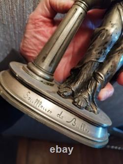 Bubble Blower Statuette Signed Buzel in Silvered Bronze Art Nouveau