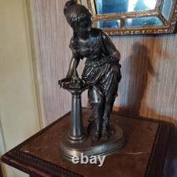 Bubble Blower Statuette Signed Buzel in Silvered Bronze Art Nouveau