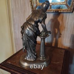 Bubble Blower Statuette Signed Buzel in Silvered Bronze Art Nouveau