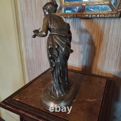 Bubble Blower Statuette Signed Buzel in Silvered Bronze Art Nouveau