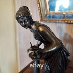 Bubble Blower Statuette Signed Buzel in Silvered Bronze Art Nouveau