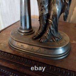 Bubble Blower Statuette Signed Buzel in Silvered Bronze Art Nouveau