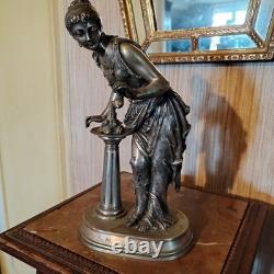 Bubble Blower Statuette Signed Buzel in Silvered Bronze Art Nouveau