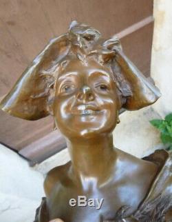 Bust Of Young Woman Art-new Signed And Stamp