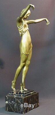 C 1925 P. Laurel Unusual Bronze Sculpture Statue Again 4.3kg43cm Dancer Art