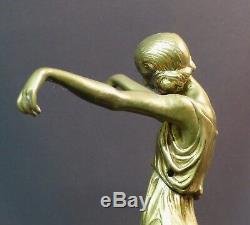 C 1925 P. Laurel Unusual Bronze Sculpture Statue Again 4.3kg43cm Dancer Art