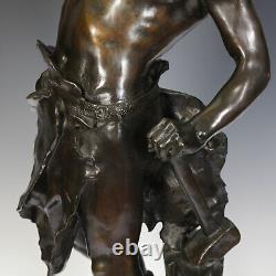 C. Marioton The Work Sculpture In Bronze 1890 France Art Nouveau 83 cm