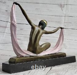 C. Mirval Solid Bronze Sculpture. Abstract Art Deco Modern Marble Statue Deal