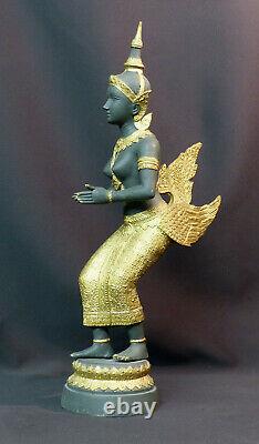 C N1 Art Asie Statuette Bronze Statue Dancer Indonesia Golden Costume 3.3kg48cm