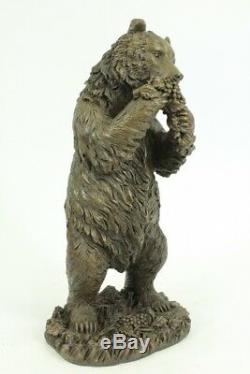 Cast Iron Metal Bronze Like Bear Grizzly Sculpture Animal Figurine Art Deco Statue