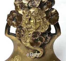 Ch. Korschann Bronze Art Nouveau Double Gold Patina Foundry Louchet-1900