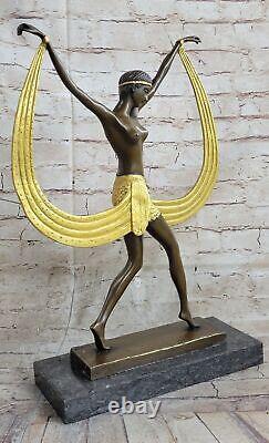 Chair Bronze Sculpture Art Deco with Cold Patina Painting Dancer by Mirval Sale