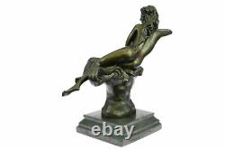 Chair Nue 100% Bronze Fantasy Art New Winged Wood Nymph Sculpture Statue