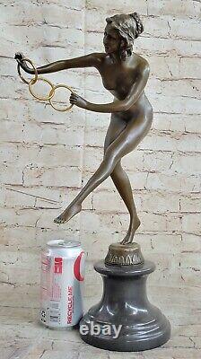 Chairwoman Female Acrobat Magician Bronze Sculpture Marble Statue Art Decor