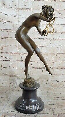 Chairwoman Female Acrobat Magician Bronze Sculpture Marble Statue Art Decor