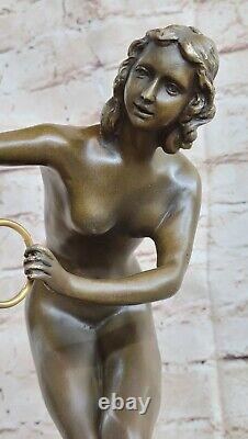 Chairwoman Female Acrobat Magician Bronze Sculpture Marble Statue Art Decor