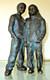 Charming Sculpture Of A Young Couple In Patinated Bronze In Postmodern Antique Art