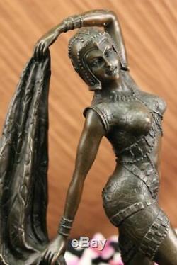 Chiparus Art Deco Erotic Dancer Bronze Statue Hot Iron Marble