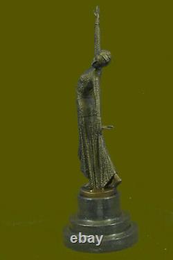 Chiparus Elegant Standing Dance Signed Demetre Bronze Sculpture Statue Art Decor