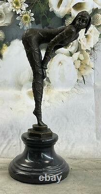 Chiparus Signed Rare Bronze Sculpture Art Deco Dancer Font Figure