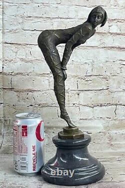 Chiparus Signed Rare Bronze Sculpture Art Deco Dancer Font Figurine