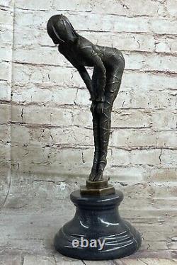 Chiparus Signed Rare Bronze Sculpture Art Deco Dancer Font Figurine