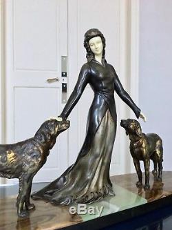 Chryselephantine Art Deco Signed Limousin Sculpture Bronze Onyx Marble Statue