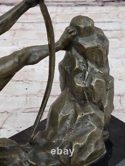 Classic Art Deco Bronze Male Archer Knot Arrow Sculpture Marble Statue