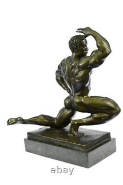 Classic Male Muscle Chair Figurine Bronze Art Deco Statue