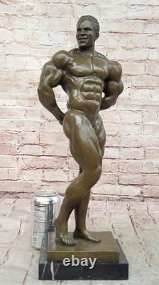 Classic Male Muscle Chair Figurine Sculpture Signed Bronze Art Deco