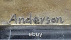 Classic Male Muscle Chair Figurine Sculpture Signed Bronze Art Deco