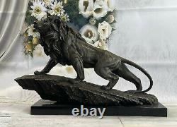 Classic Pure Bronze Copper Africa Lion Statue Evil Foo Dog Art Sculpture