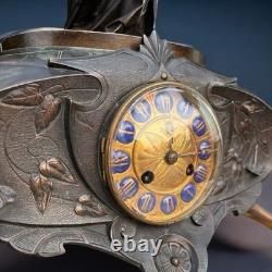 Clock Sculpture Bronze Aimé Millet Art Nouveau