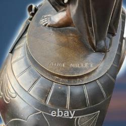 Clock Sculpture Bronze Aimé Millet Art Nouveau