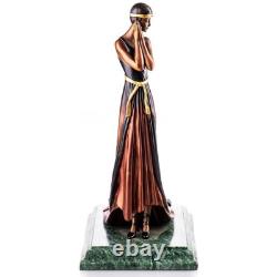 Colored Art Deco Bronze Sculpture of a Woman in a Dress After G. S. Cassel