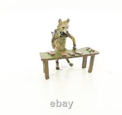 Colored Bronze Sculpture of a Fox at the Poker Table after F. Bergman