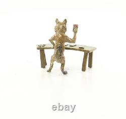 Colored Bronze Sculpture of a Fox at the Poker Table after F. Bergman