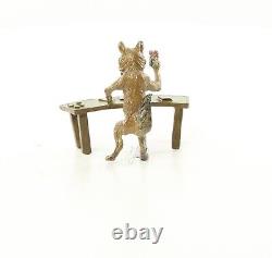 Colored Bronze Sculpture of a Fox at the Poker Table after F. Bergman