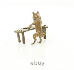 Colored Bronze Sculpture of a Fox at the Poker Table after F. Bergman