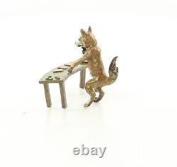 Colored Bronze Sculpture of a Fox at the Poker Table after F. Bergman