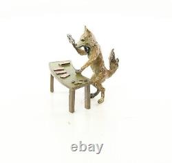 Colored Bronze Sculpture of a Fox at the Poker Table after F. Bergman