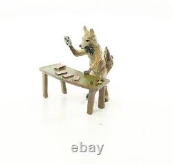 Colored Bronze Sculpture of a Fox at the Poker Table after F. Bergman