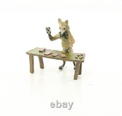 Colored Bronze Sculpture of a Fox at the Poker Table after F. Bergman