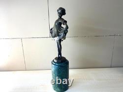 Colorful Art Deco Bronze Sculpture of a Ballerina After Ferdinand Preiss