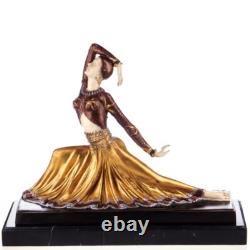 Coloured Art Deco bronze figure dancer signed by artist Demetre Chiparus