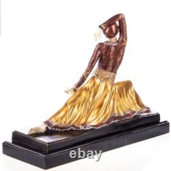 Coloured Art Deco bronze figure dancer signed by artist Demetre Chiparus