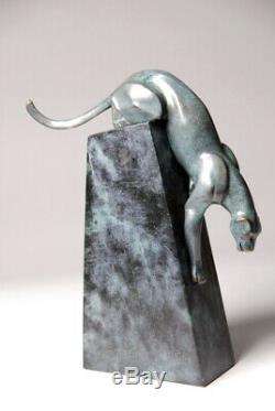 Contemporary Art Cheetah Superb Sculpture By Milo Bronze Free Shipping