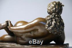 Contemporary Art-sculpture Beautiful Young Woman Languid Bronze Free Shipping